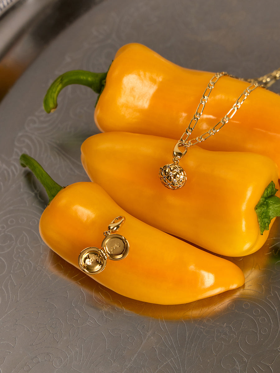 Pineapple Bun Gold Locket Charm | Wanderlust + Co