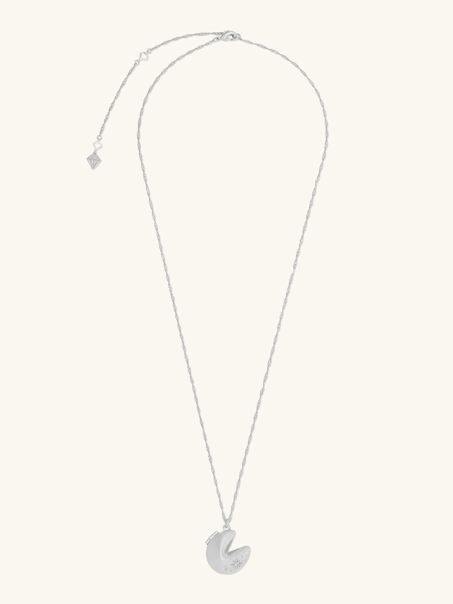 Fortune Cookie Silver Locket Necklace | Wanderlust + Co