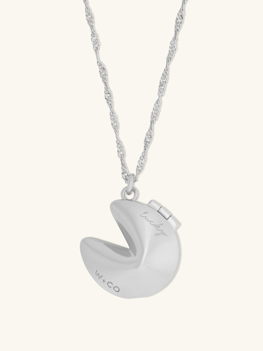 Fortune Cookie Silver Locket Necklace | Wanderlust + Co