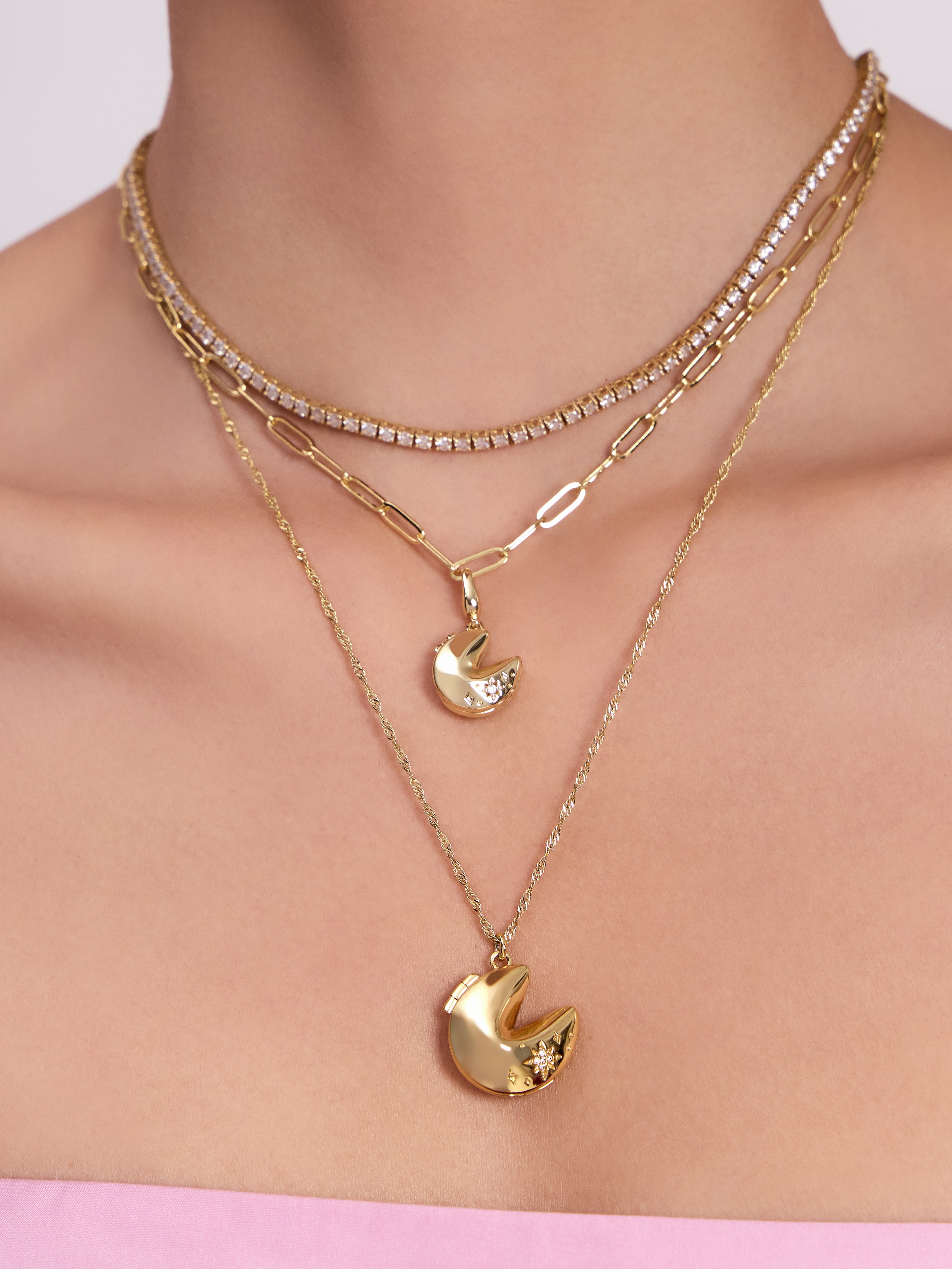 Fortune Cookie Gold Locket Necklace | Wanderlust + Co