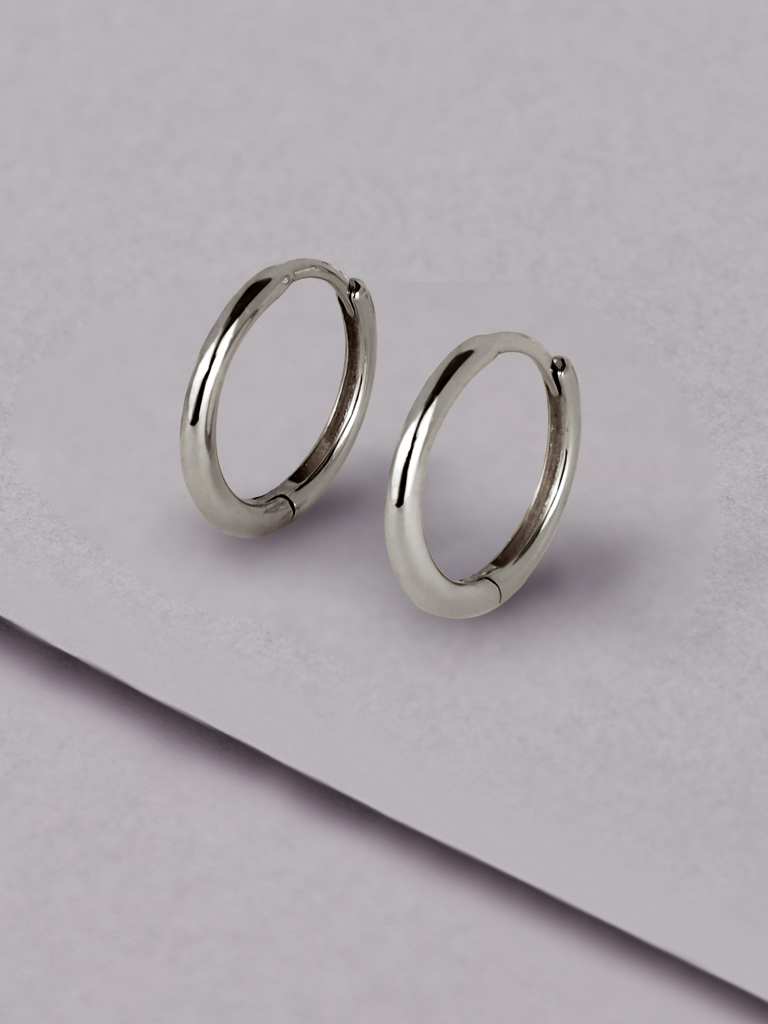 Classic 14K White Gold 8mm Baby Huggie Earrings