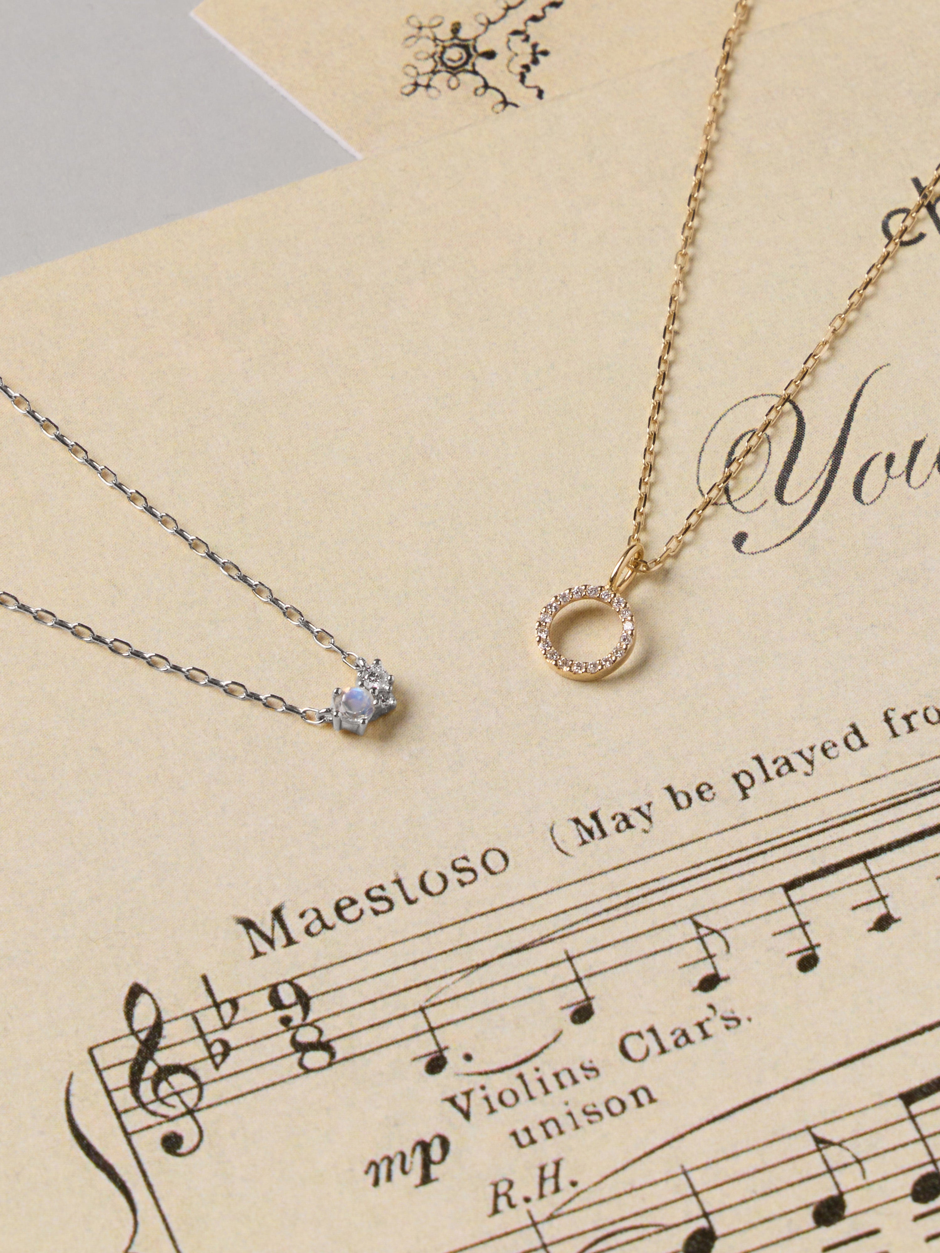Cluster Diamond & Moonstone 14K White Gold Necklace
