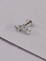 Diamond Sunrays 14K White Gold Flat Back Earrings