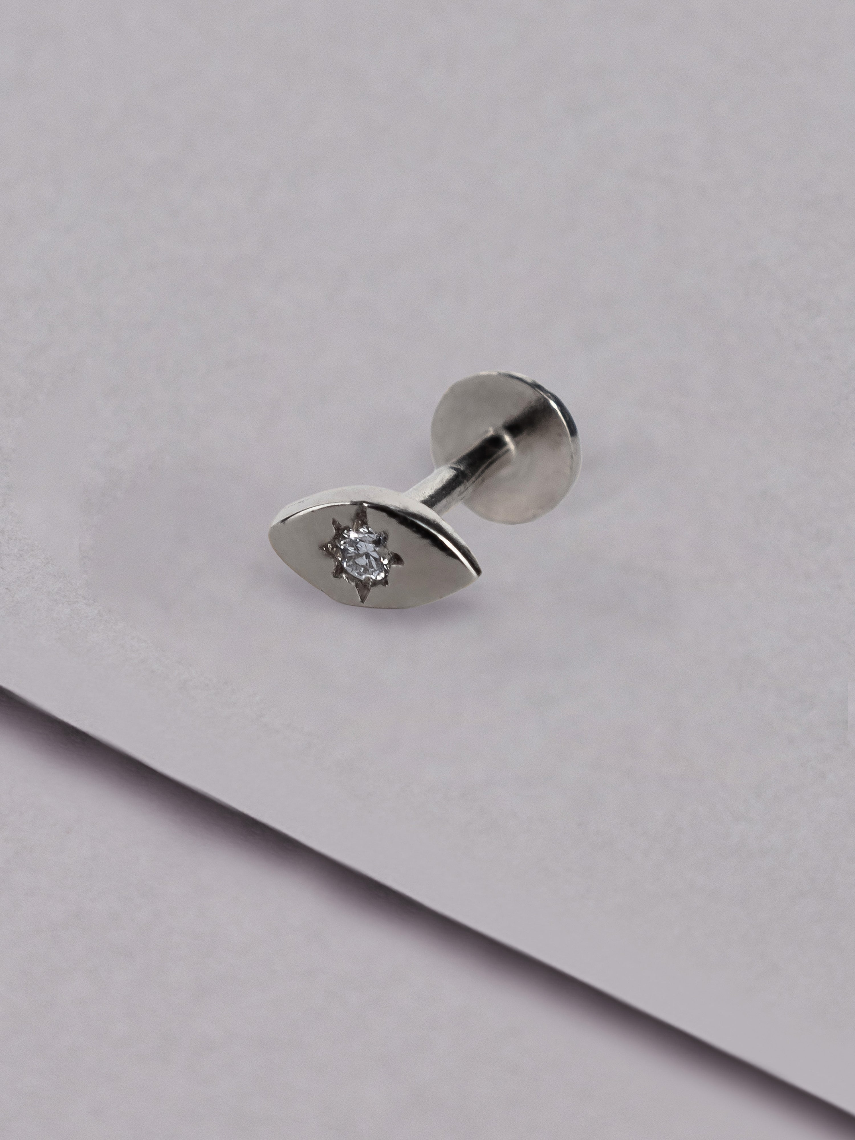 Talisman Eye Diamond 14K White Gold Flat Back Earring