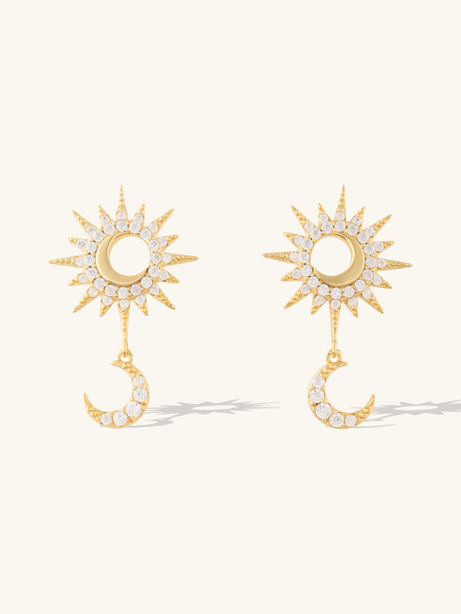 Sunlit Crescent Gold Drop Earrings | Wanderlust + Co