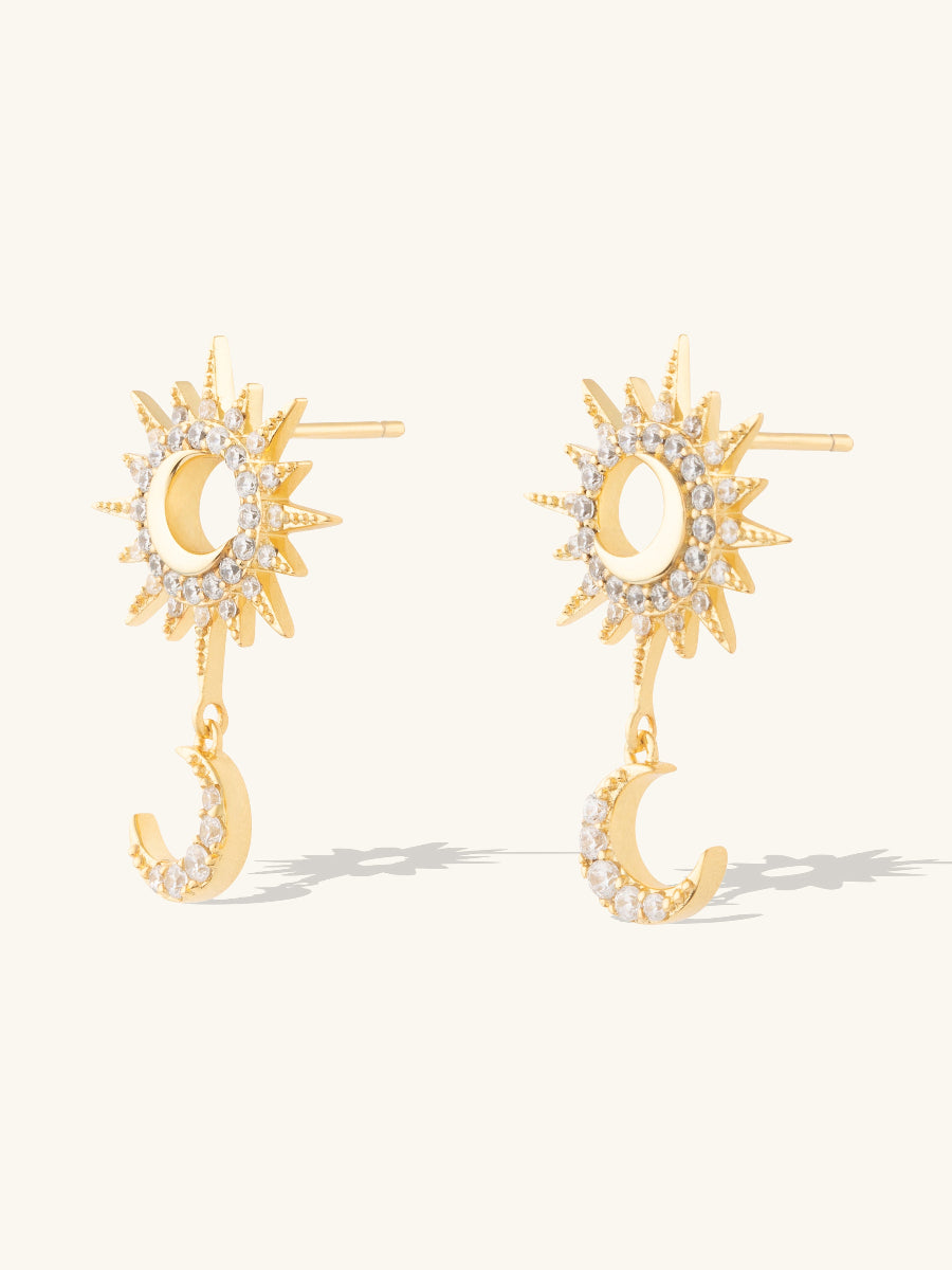 Sunlit Crescent Gold Drop Earrings | Wanderlust + Co