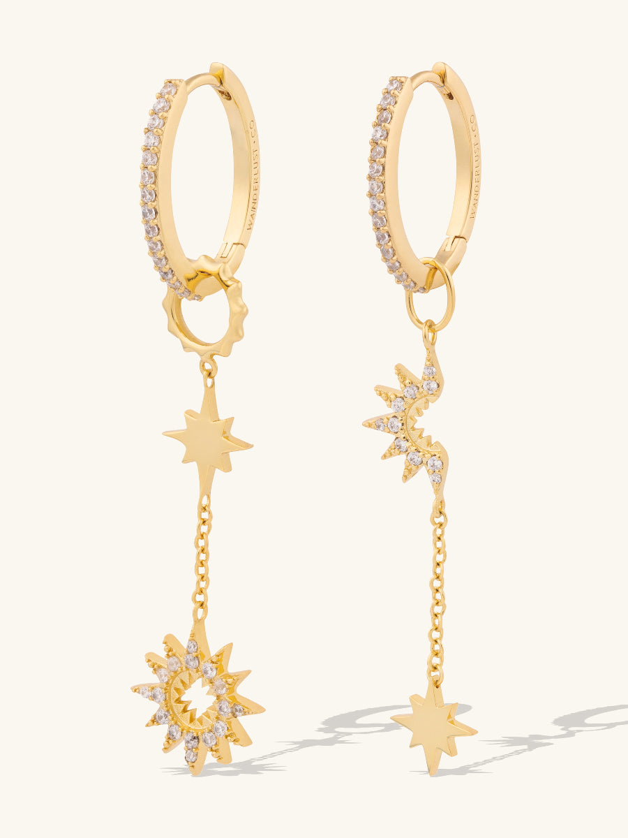 Sunlit Nova Gold Drop Earrings | Wanderlust + Co Sunlit Nova Gold Drop Earrings | Wanderlust + Co