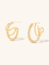 Triple Pave Gold 13mm Hoop Earrings