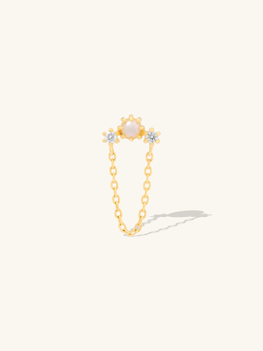 Moonlight Diamond & Pearl 14K Solid Gold Flat Back Earring | Wanderlust + Co