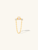 Moonlight Diamond & Pearl 14K Solid Gold Flat Back Earring | Wanderlust + Co