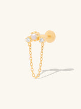 Moonlight Diamond & Pearl 14K Solid Gold Flat Back Earring | Wanderlust + Co