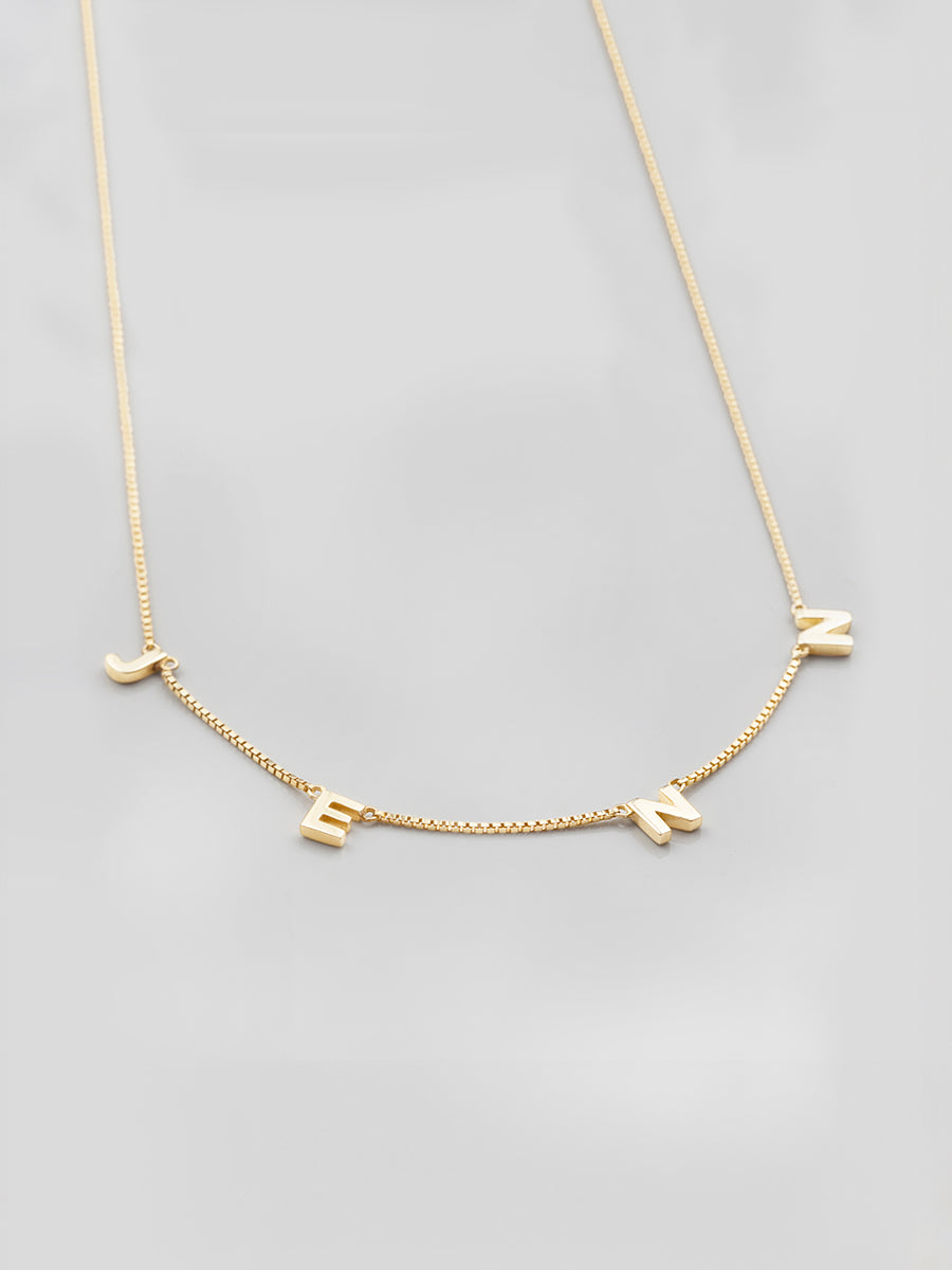 14K Gold Vermeil Space Letter Necklace With Classic Box Chain | Wanderlust + Co