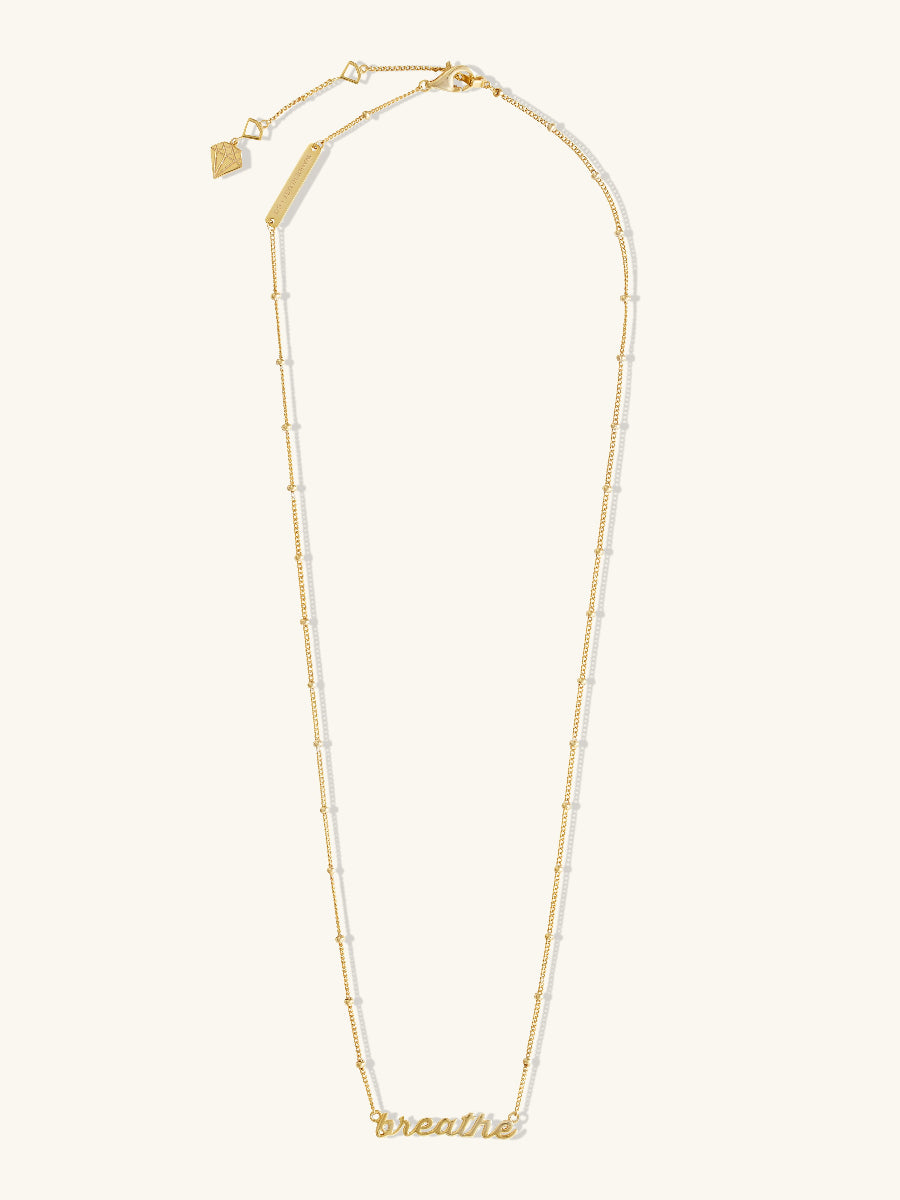 14K Gold Vermeil Nameplate Necklace With Beaded Chain | Wanderlust + Co