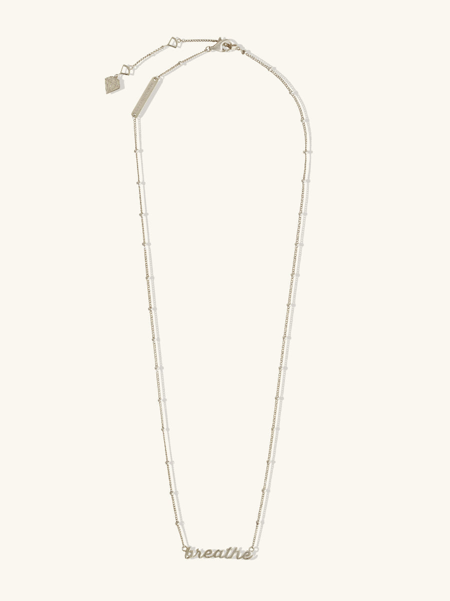 Sterling Silver Nameplate Necklace With Beaded Chain | Wanderlust + Co