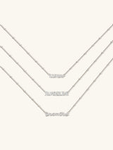 Sterling Silver Nameplate Necklace With Beaded Chain | Wanderlust + Co