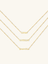 14K Gold Vermeil Nameplate Necklace With Beaded Chain | Wanderlust + Co