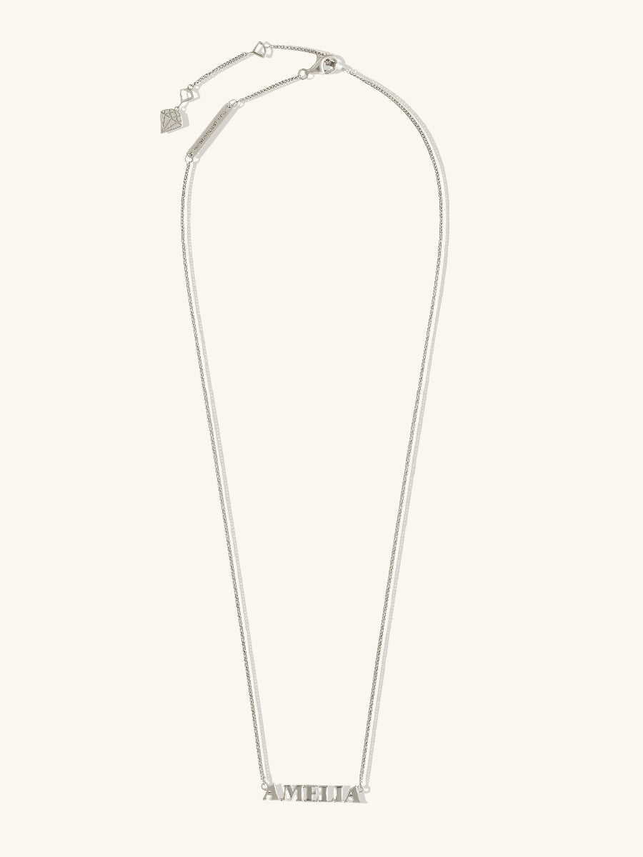 Sterling Silver Nameplate Necklace With Curb Chain | Wanderlust + Co