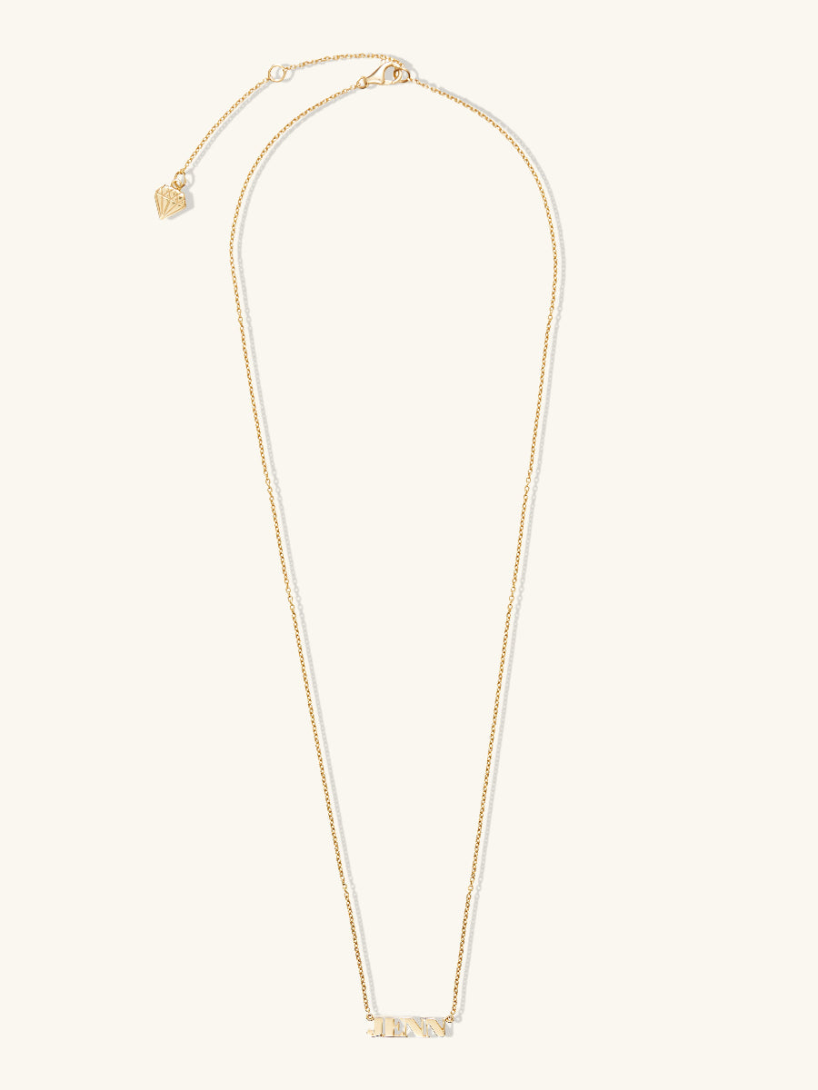 Solid Yellow Gold Nameplate Necklace With Standard Chain | Wanderlust + Co
