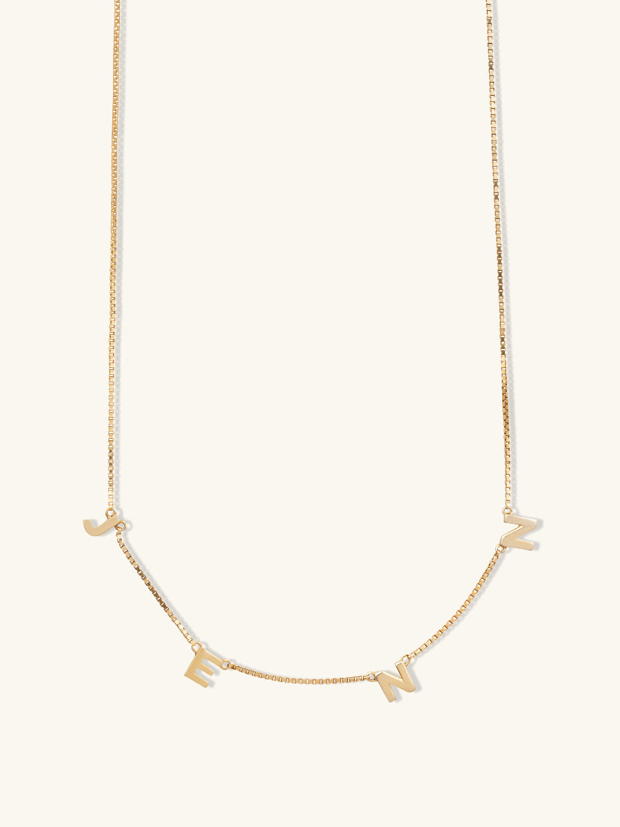 14K Gold Vermeil Space Letter Necklace With Classic Box Chain | Wanderlust + Co
