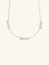 Sterling Silver Triple Name Necklace with Classic Box Chain | Wanderlust + Co