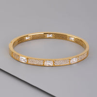 Pave Baguette 14K Gold Vermeil Bangle | Wanderlust + Co