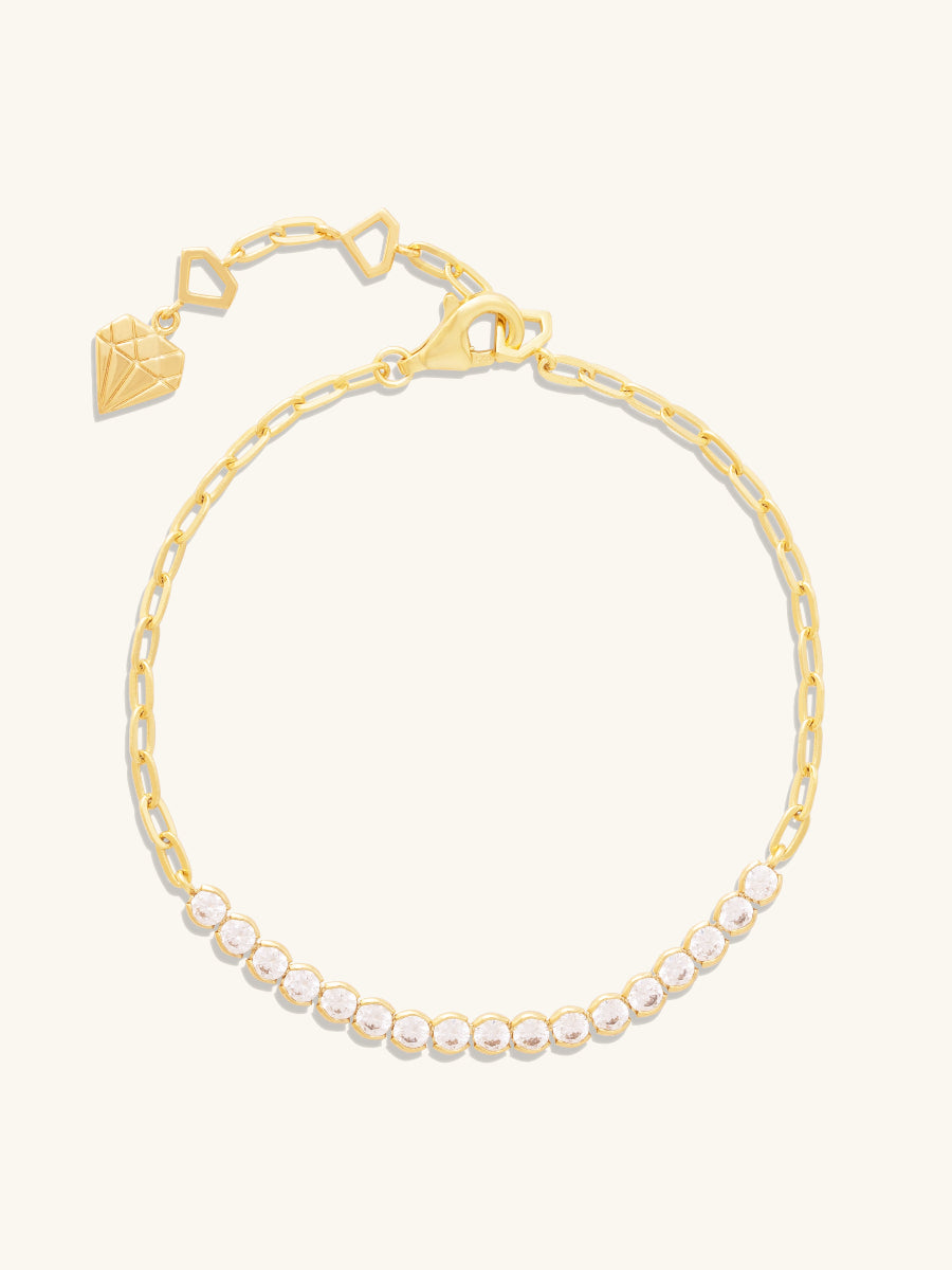 Pave 14K Gold Vermeil Bezel Tennis Chain Bracelet | Wanderlust + Co