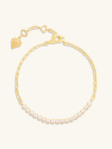 Pave 14K Gold Vermeil Bezel Tennis Chain Bracelet | Wanderlust + Co