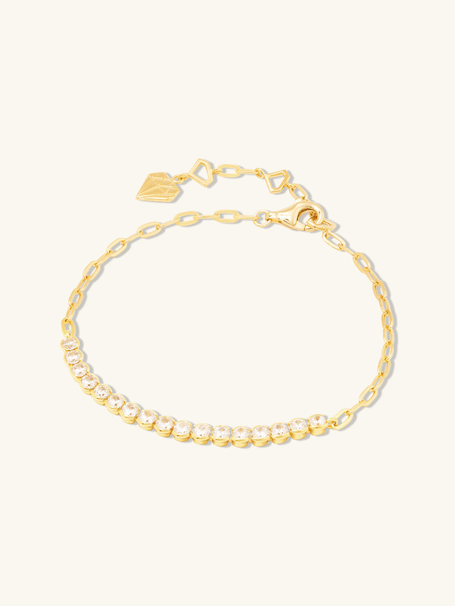 Pave 14K Gold Vermeil Bezel Tennis Chain Bracelet | Wanderlust + Co