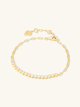 Pave 14K Gold Vermeil Bezel Tennis Chain Bracelet | Wanderlust + Co