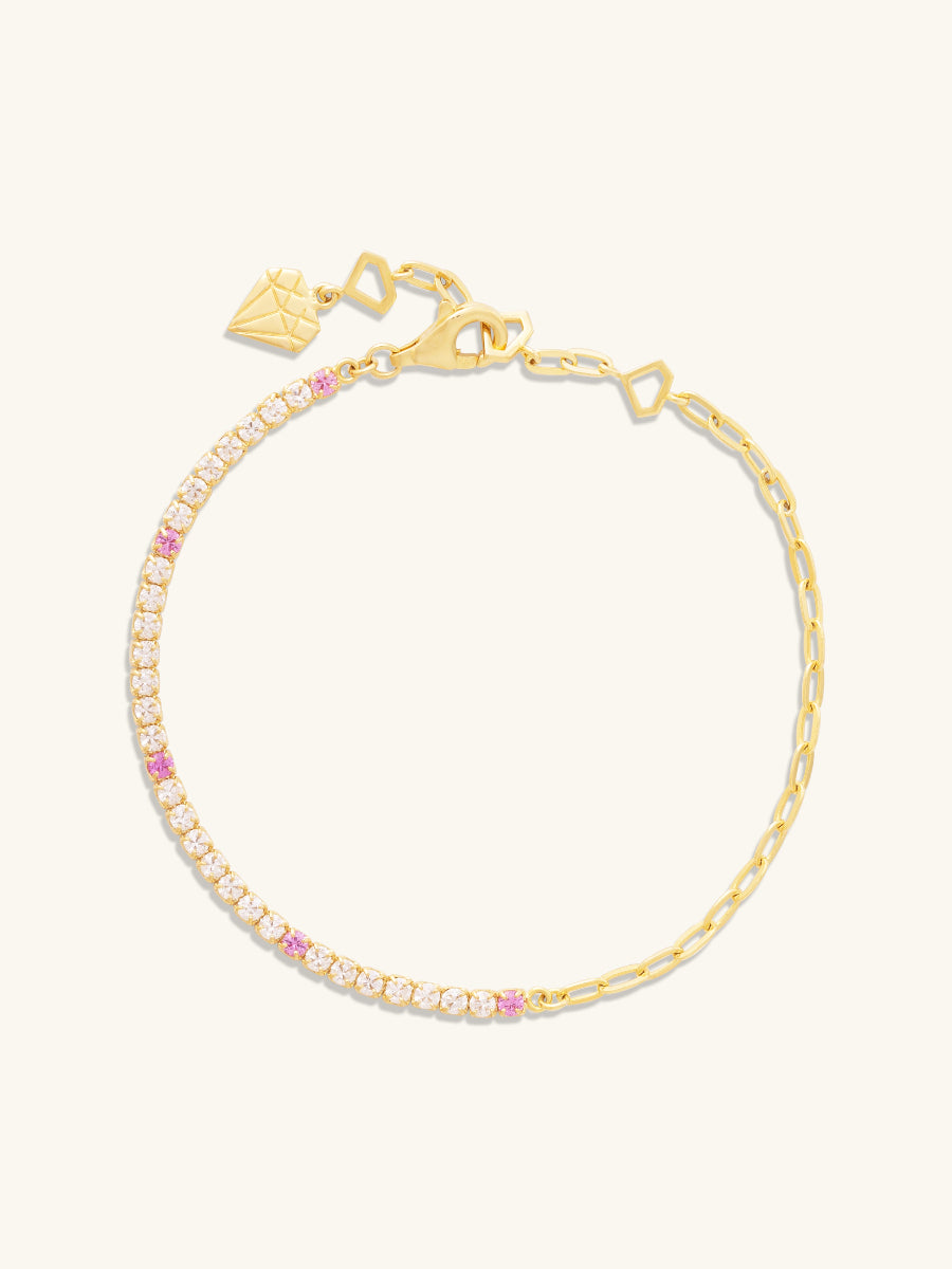 Pave 14K Gold Vermeil Blush Mini Tennis Chain Bracelet | Wanderlust + Co