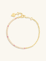 Pave 14K Gold Vermeil Blush Mini Tennis Chain Bracelet | Wanderlust + Co