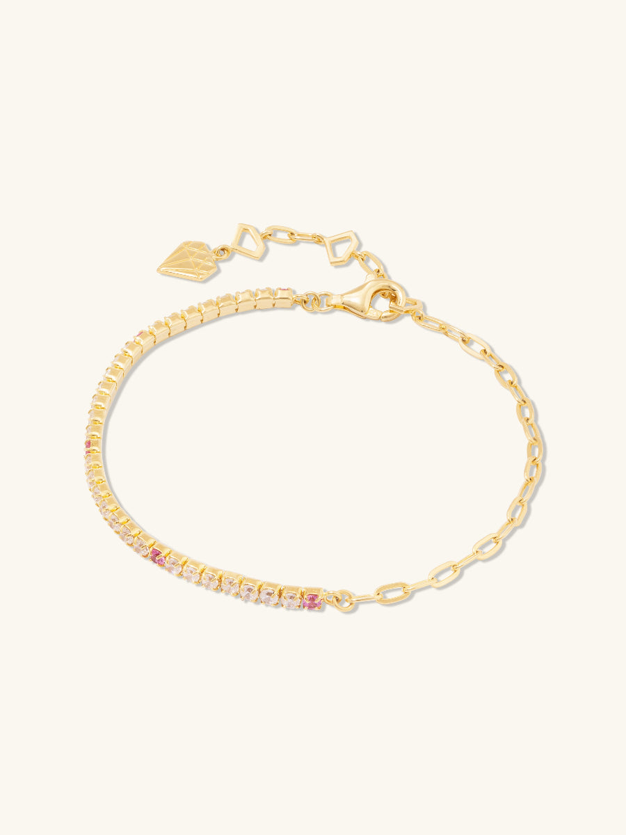 Pave 14K Gold Vermeil Blush Mini Tennis Chain Bracelet | Wanderlust + Co