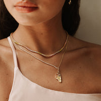 Pave 18K Gold Vermeil Rainbow Tennis Necklace | Wanderlust + Co 