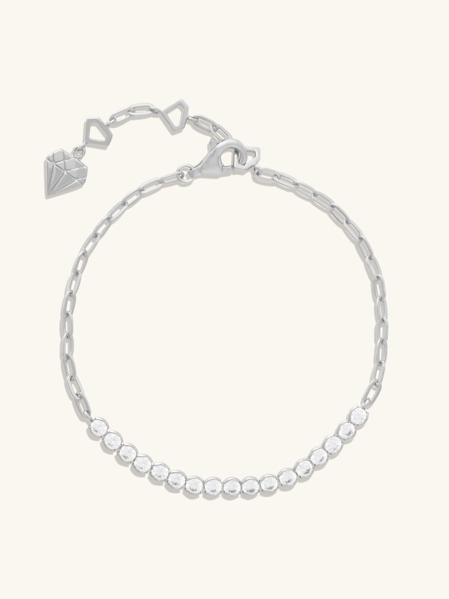 Pave 925 Sterling Silver Bezel Tennis Chain Bracelet | Wanderlust + Co