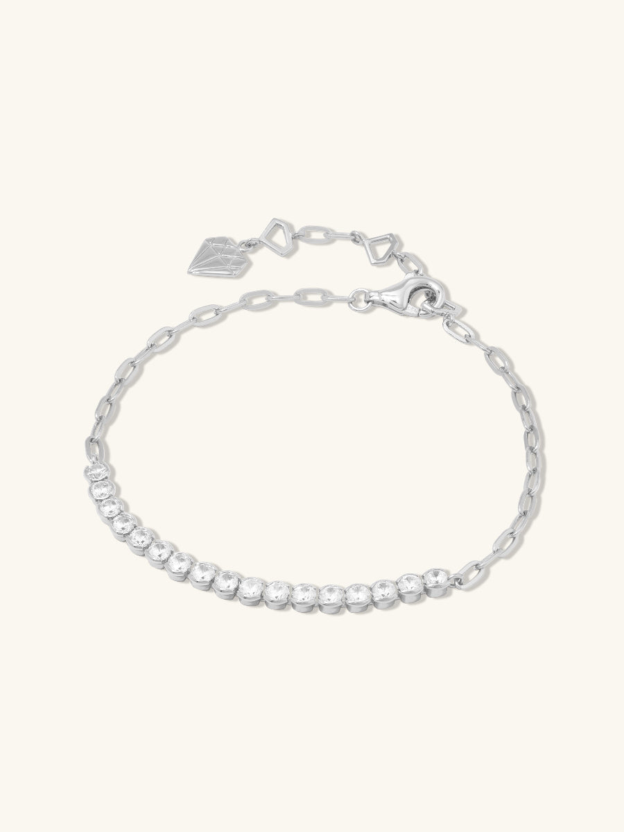 Pave 925 Sterling Silver Bezel Tennis Chain Bracelet | Wanderlust + Co