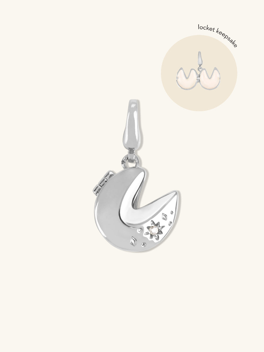 Petite Fortune Cookie Silver Locket Charm | Wanderlust + Co