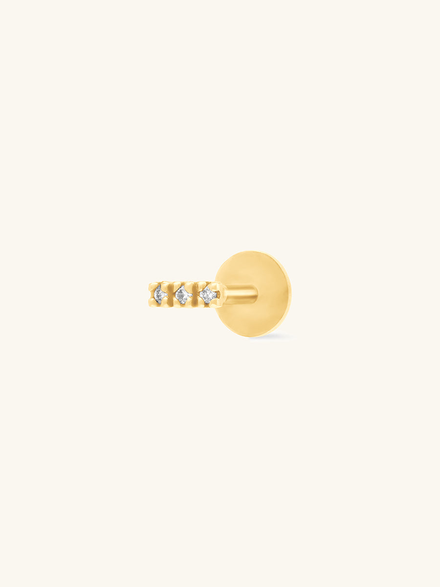 Petite Bar Diamond 14K Solid Gold Flat Back Earring | Wanderlust + Co