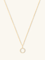 Petite Circle Diamond Pave 14K Solid Gold Necklace | Wanderlust + Co