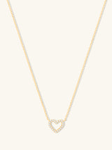 Petite Heart Diamond Pave 14K Solid Gold Necklace | Wanderlust + Co