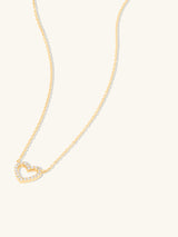 Petite Heart Diamond Pave 14K Solid Gold Necklace | Wanderlust + Co