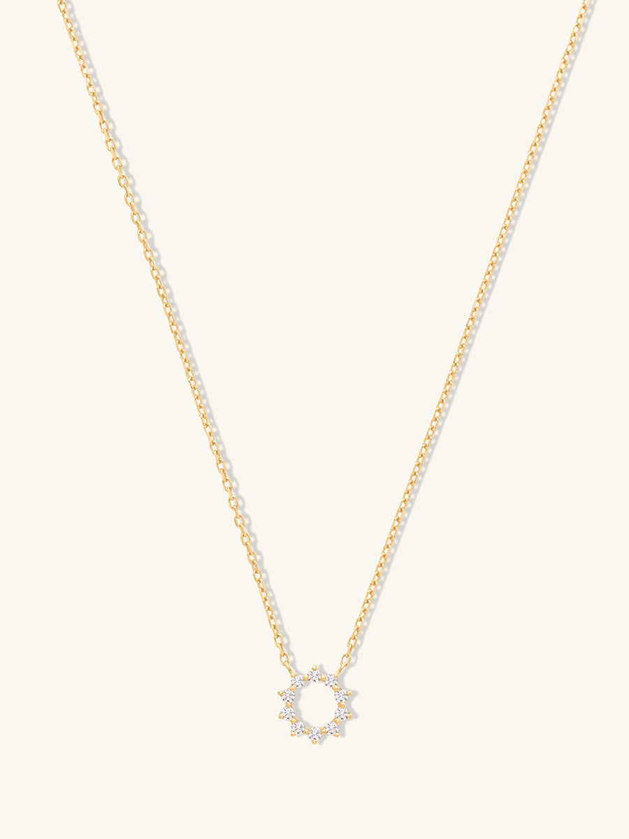Petite Sunseeker Diamond Pave 14K Solid Gold Necklace | Wanderlust + Co