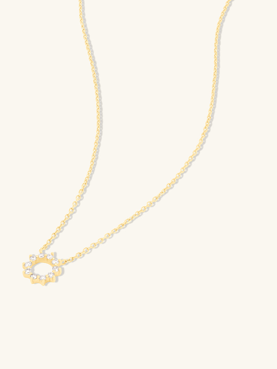 Petite Sunseeker Diamond Pave 14K Solid Gold Necklace | Wanderlust + Co