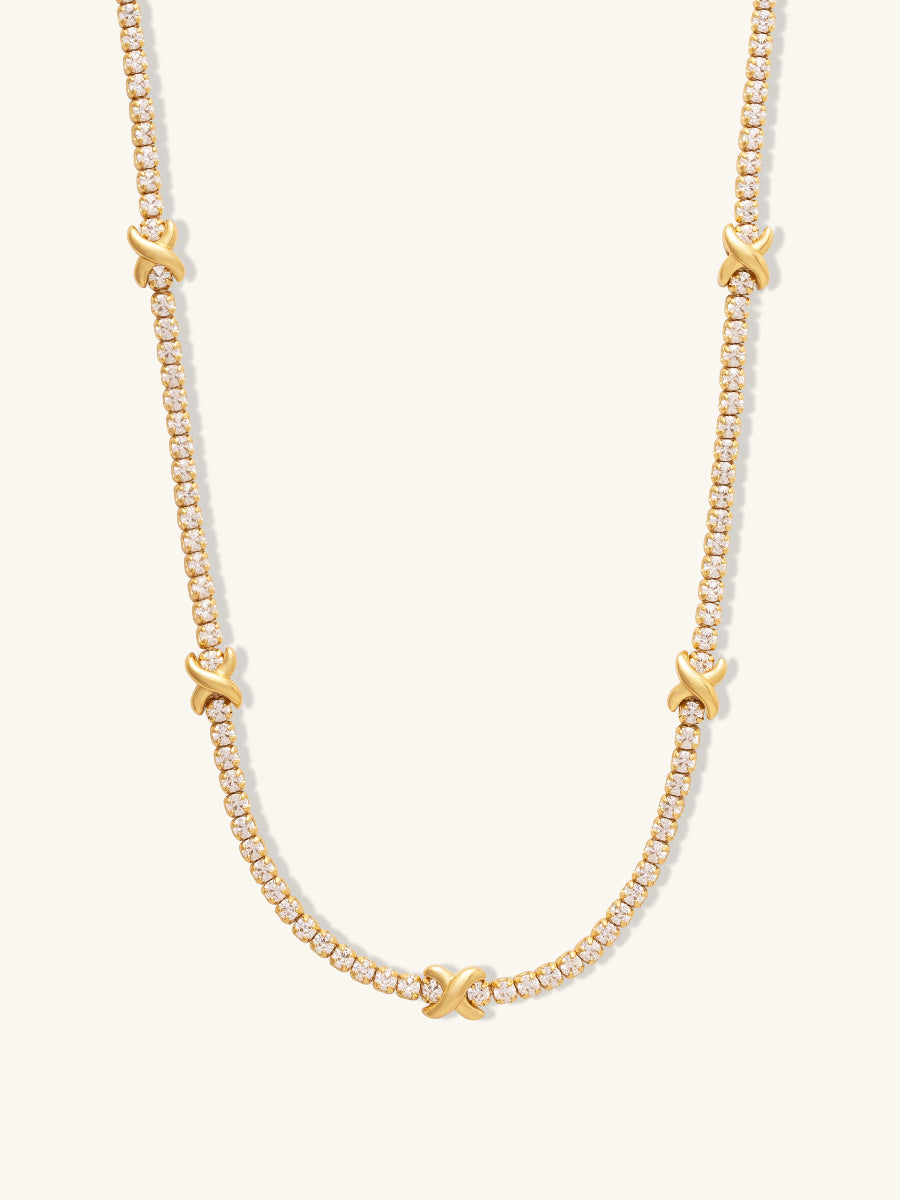Pave 14K Gold Vermeil Petite Tennis Necklace | Wanderlust + Co