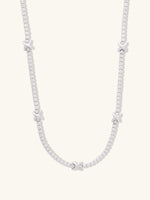 Pave 925 Sterling Silver Petite Tennis Necklace