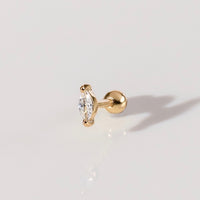 Marquise Diamante Gold Barbell Earring