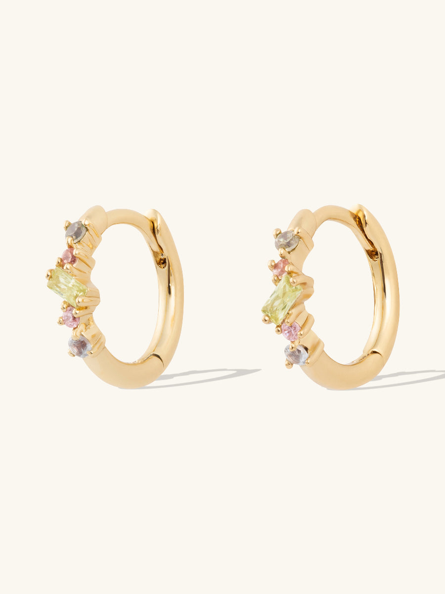 Aurora Rainbow & Gold 9mm Huggie Earrings | Wanderlust + Co
