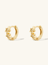 Stars Pave Gold 7mm Baby Huggie Earrings | Wanderlust + Co