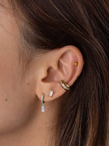 Baguette Silver Baby Huggie Earrings | Wanderlust + Co