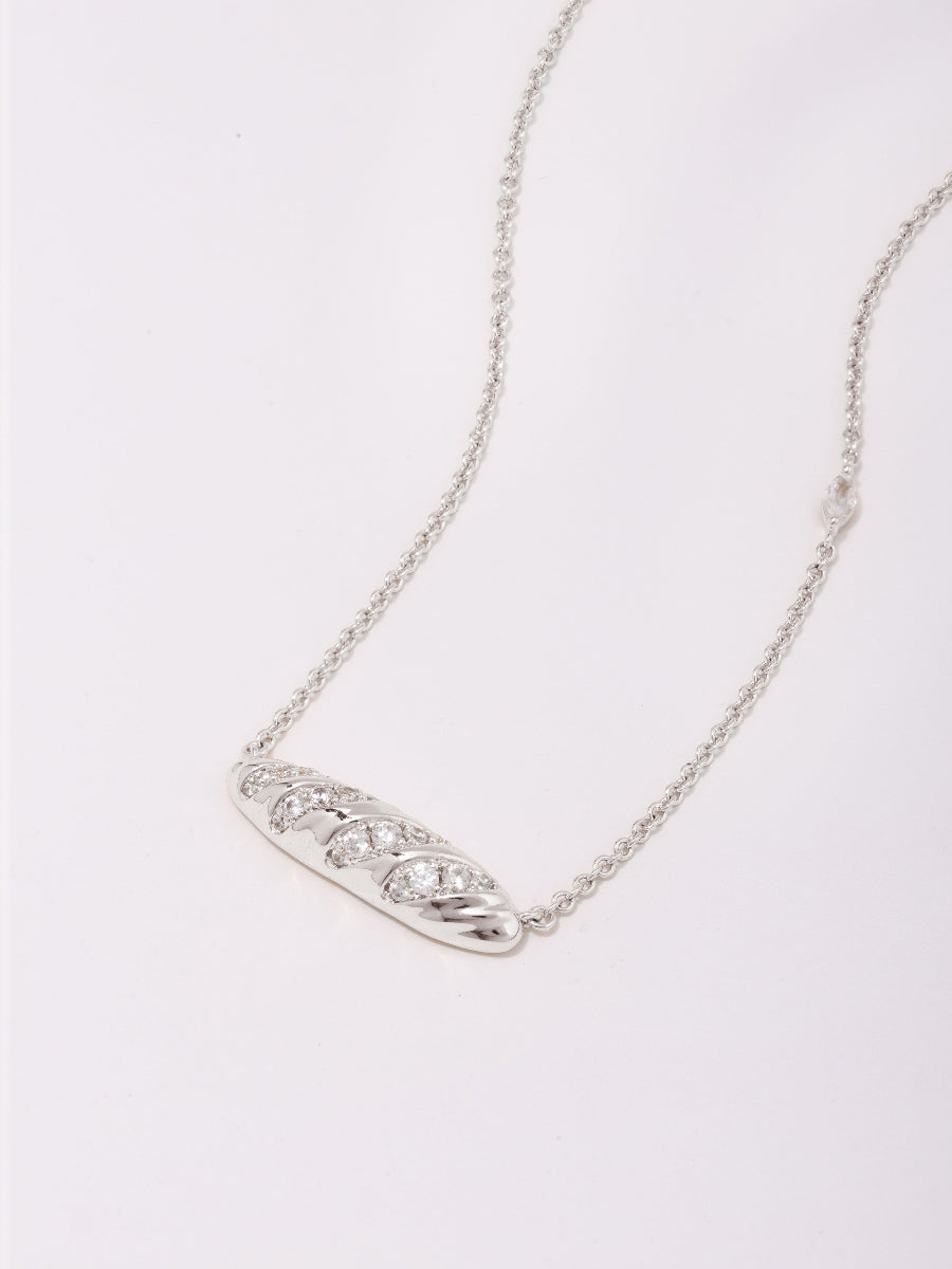 Baguette Pave Silver Necklace | Wanderlust + Co