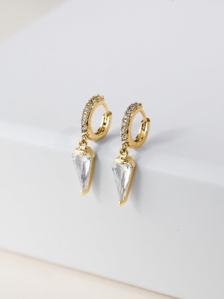 Diamond Gem Gold Baby Huggie Earrings | Wanderlust + Co